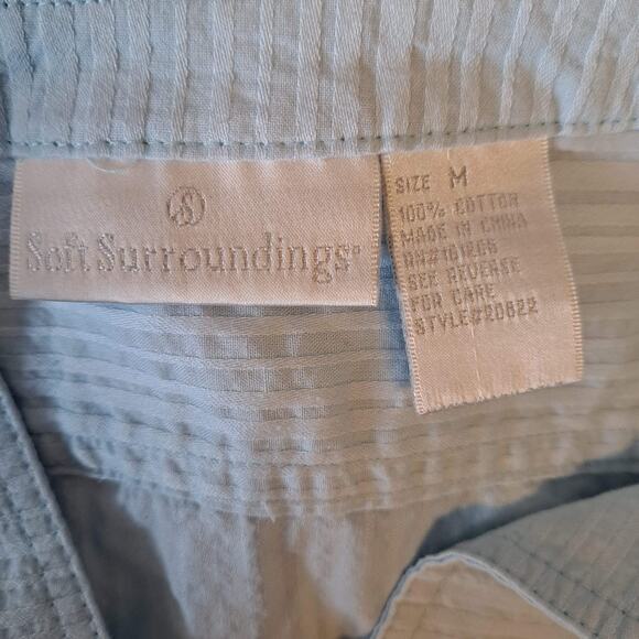 Soft Sorrounding Womens Blue Split Boat Neck Half Sleeve Striped Top - Size M - Picture 6 of 7